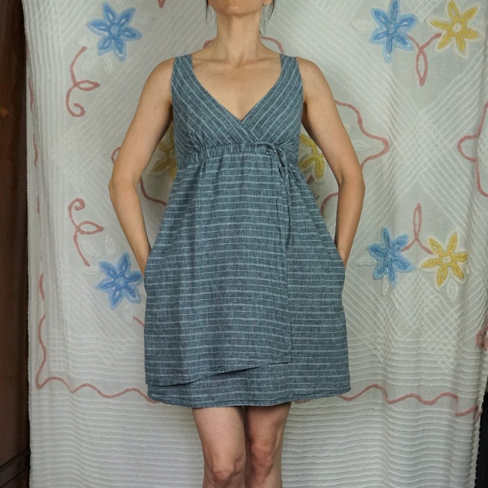 Patagonia Island Hemp Chambray Stripe Sundress, Size 6